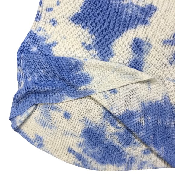 Women's Blue/White Scoop Neck Straps Sleeve Tie Dry Tank Top Size Small - Picture 3 of 8